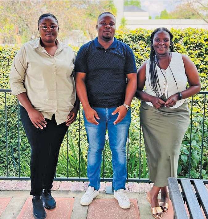 Three recruits joined the Potatoes SA transformation team and completed a facilitation course in December 2025. From the left are Takalani Sikhau, Sifiso Mhlanga, and Nkhathutsheleni Tshikunde.