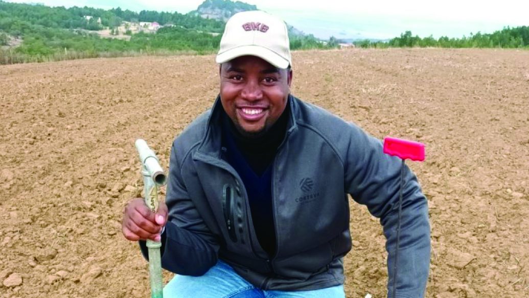 Xolani Hlatshwayo assisting with soil analysis